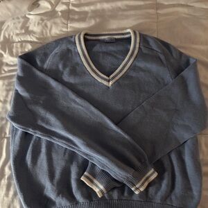 Brandy Melville Blue V-Neck Sweater